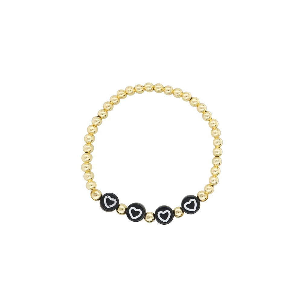 Lorelai Hearts 14k Gold Filled 4mm Beads Bracelet