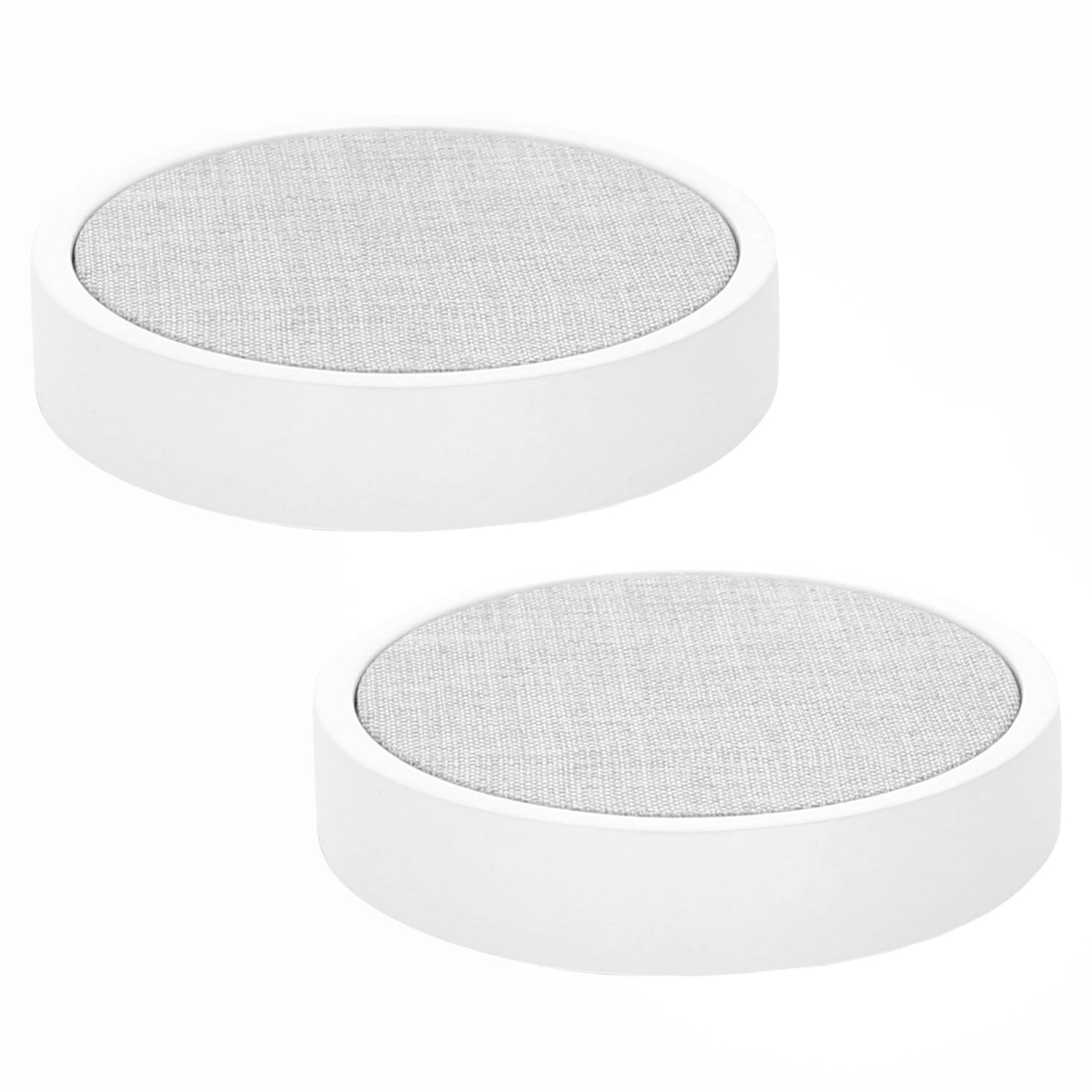 Round Jewelry Display Gray Linen and White Mdf Base - Set of 2