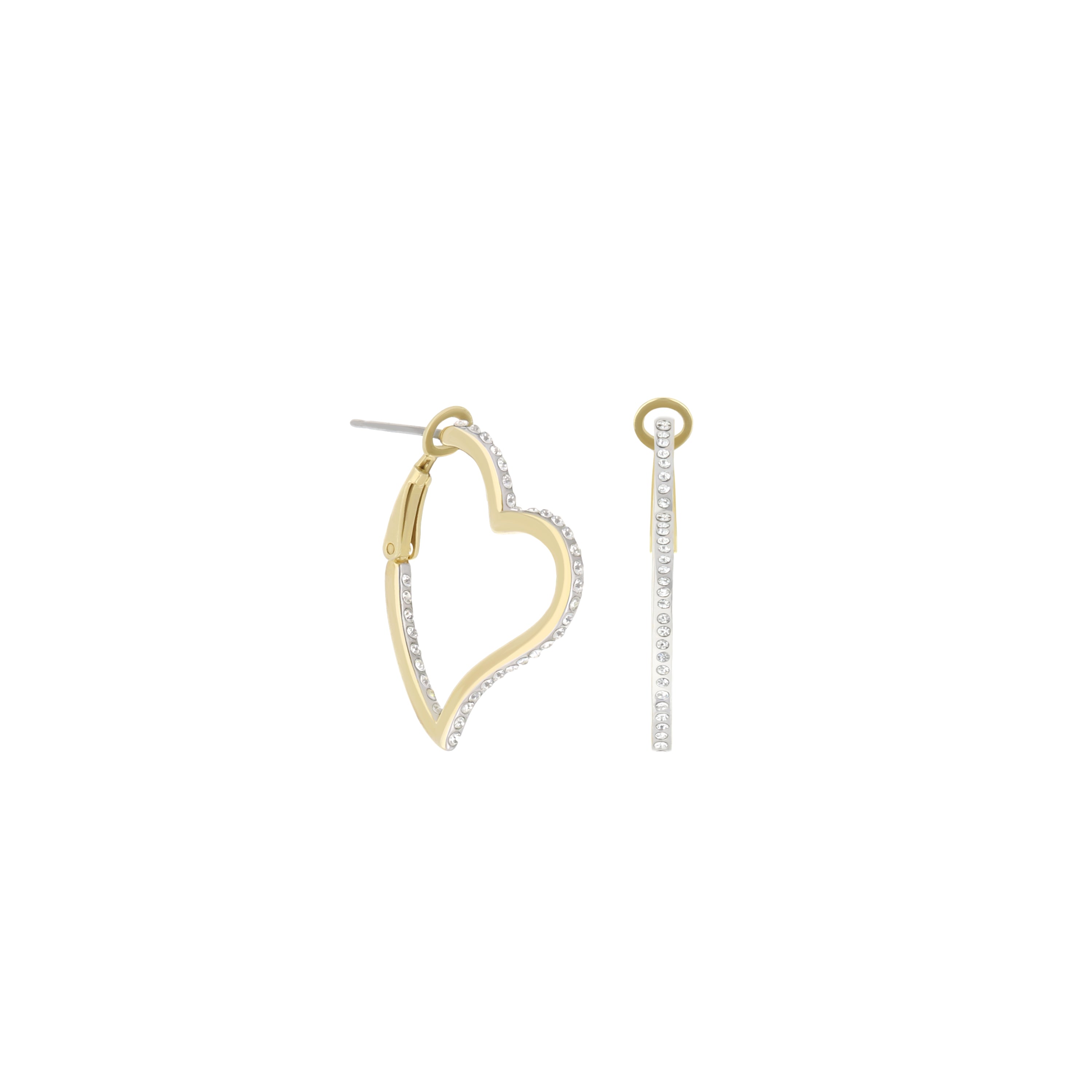 Pave Heart Hoop Earrings