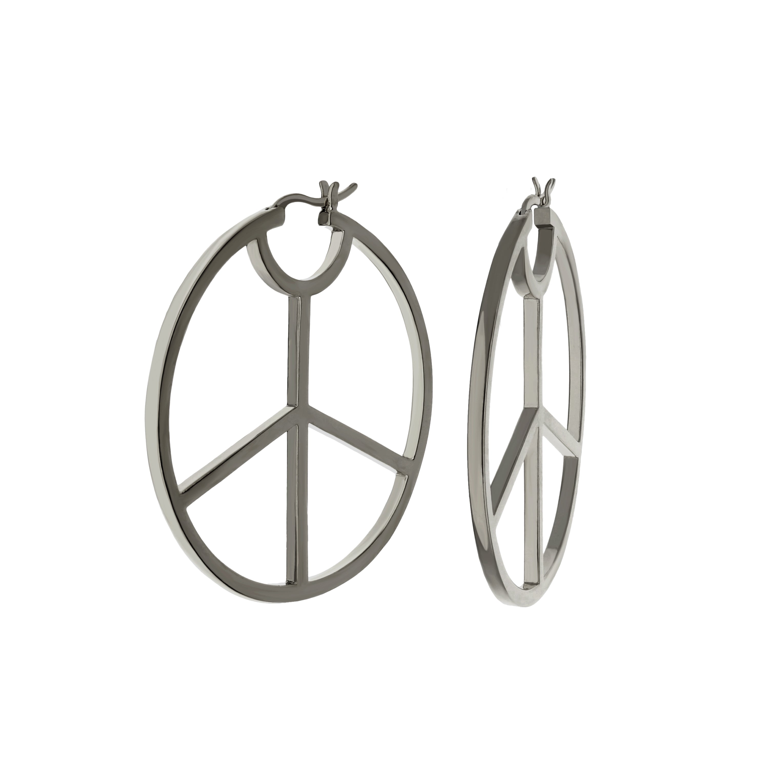 Pave Peace Hoop Earrings
