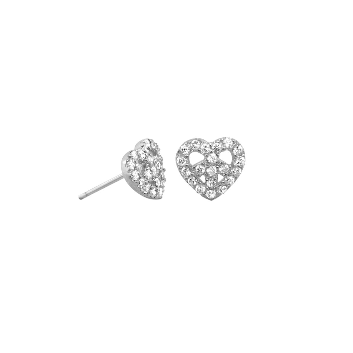 Pave Heart Peace Earrings