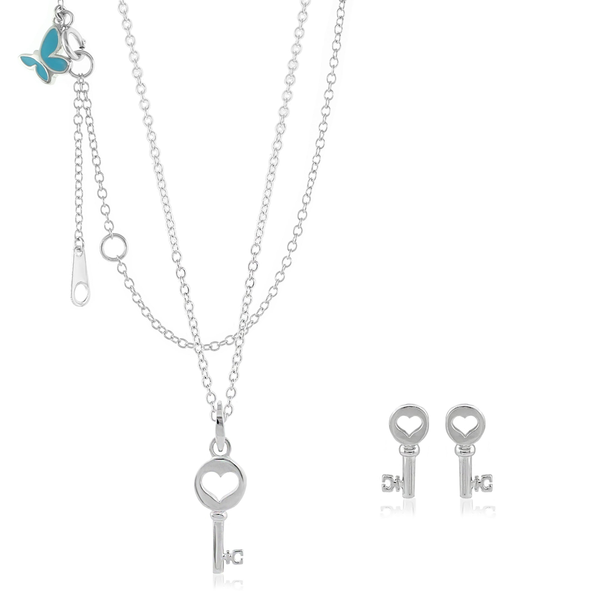 Sydney Leigh Heart Key Necklace & Earrings Set