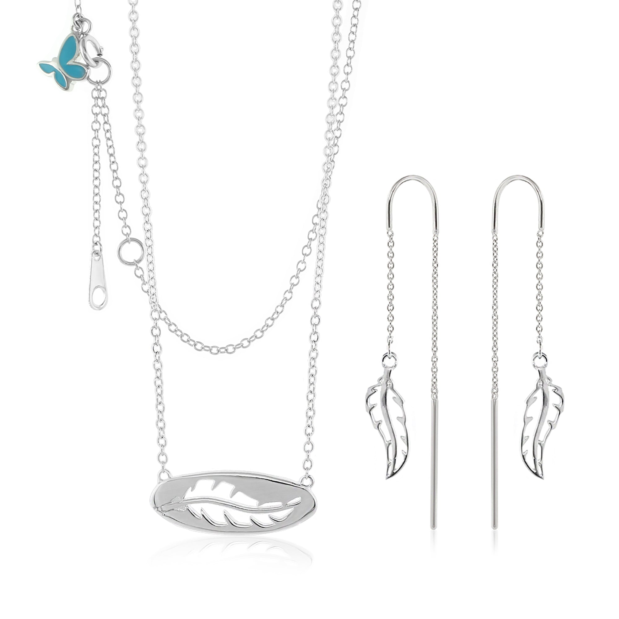 Sydney Leigh Feather Necklace & Earrings Set