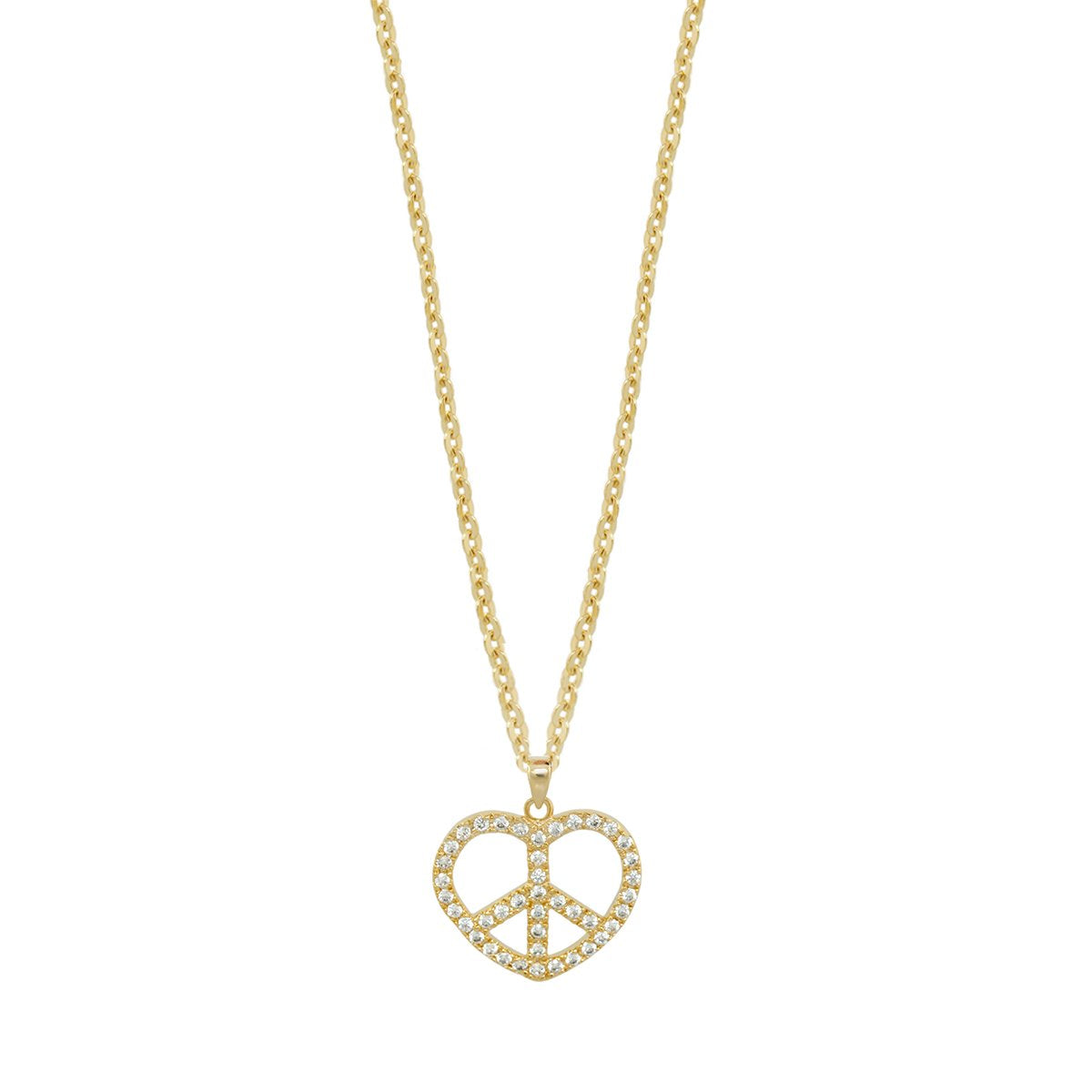 Children's Pave Heart Peace Necklace